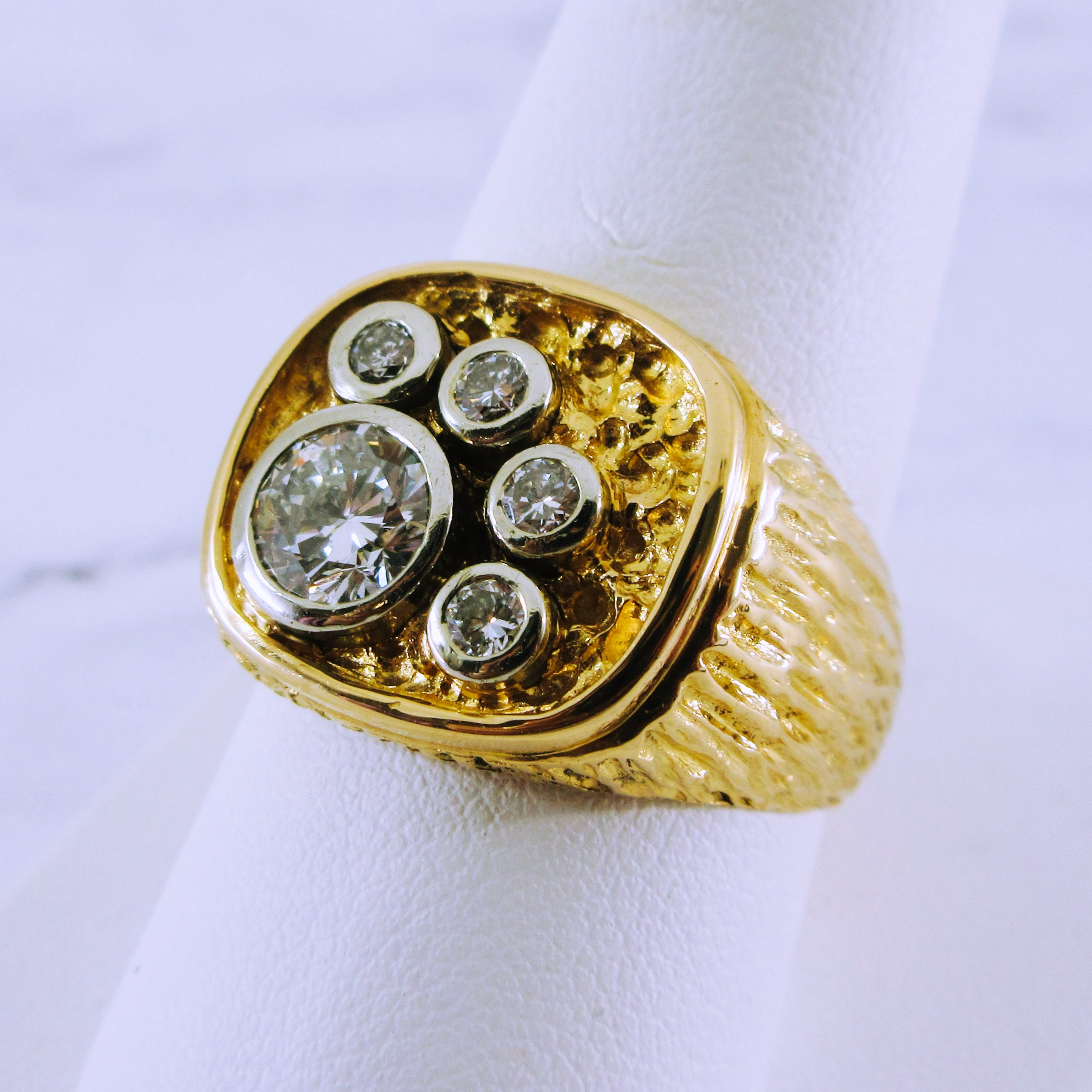 Men's 18K Yellow Gold Diamond Signet Ring - Royal City Jewellers ...