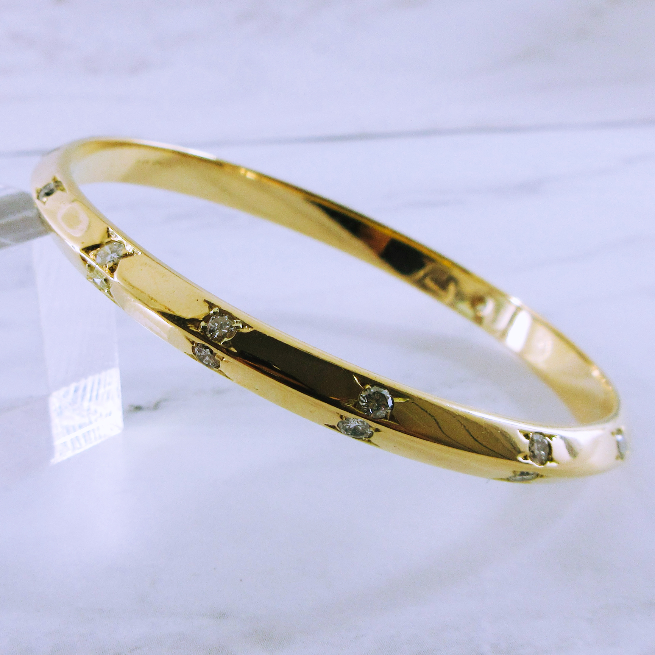 14K Yellow Gold Bangle with Diamonds