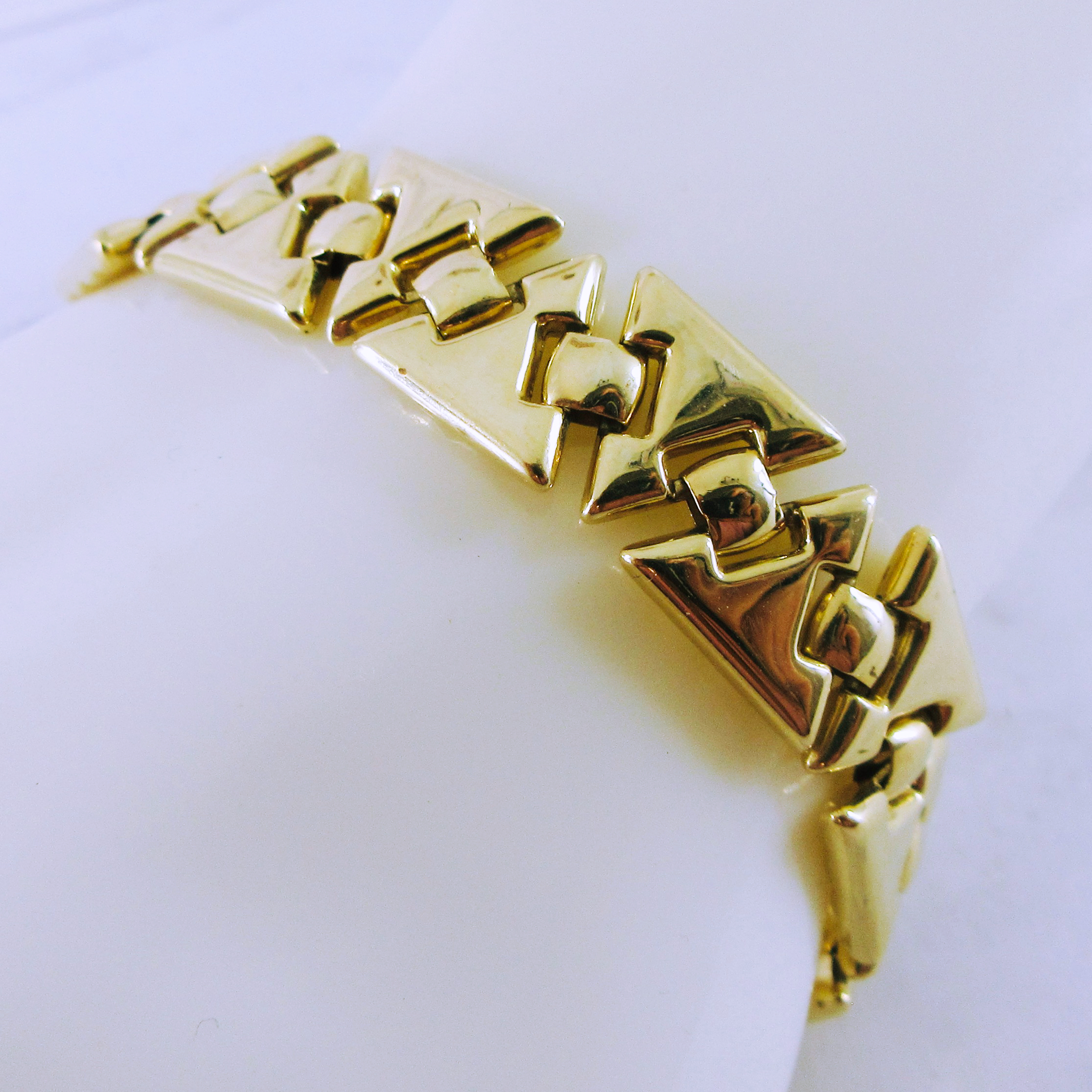14K Yellow Gold Fancy Triangle Link Bracelet