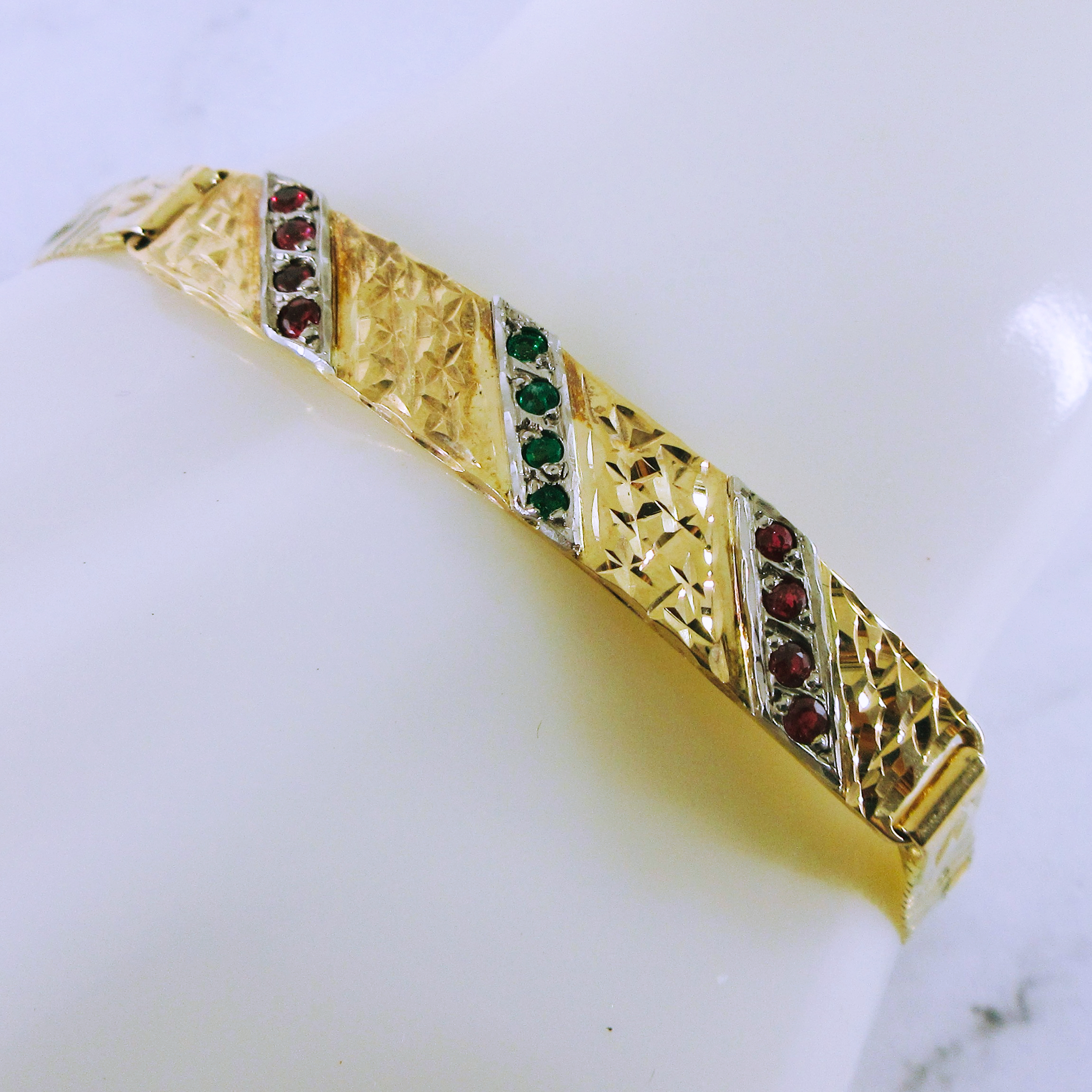 10K Yellow Gold Coloured Gemstone ID Bracelet