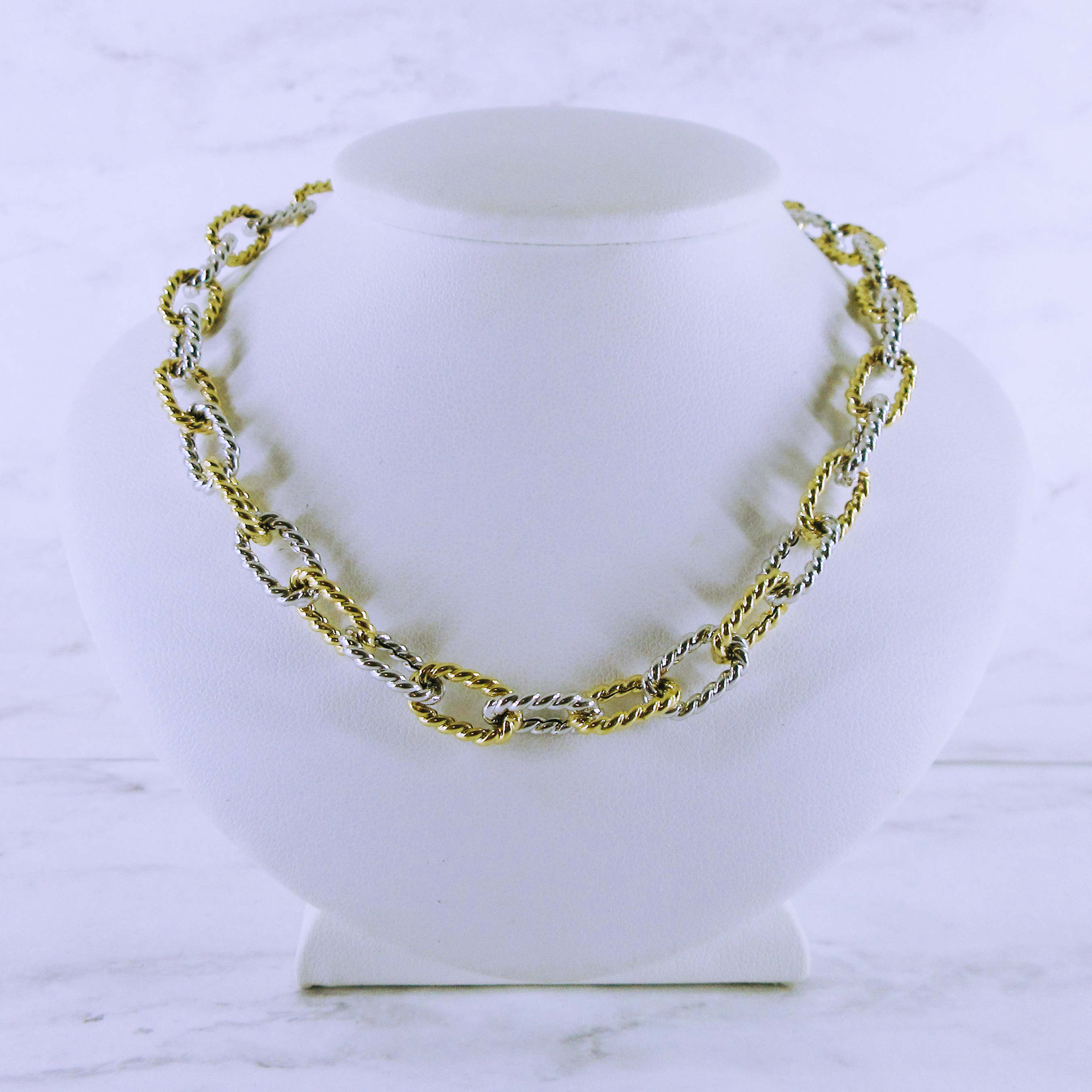 14K Yellow and White Gold 18" Chain