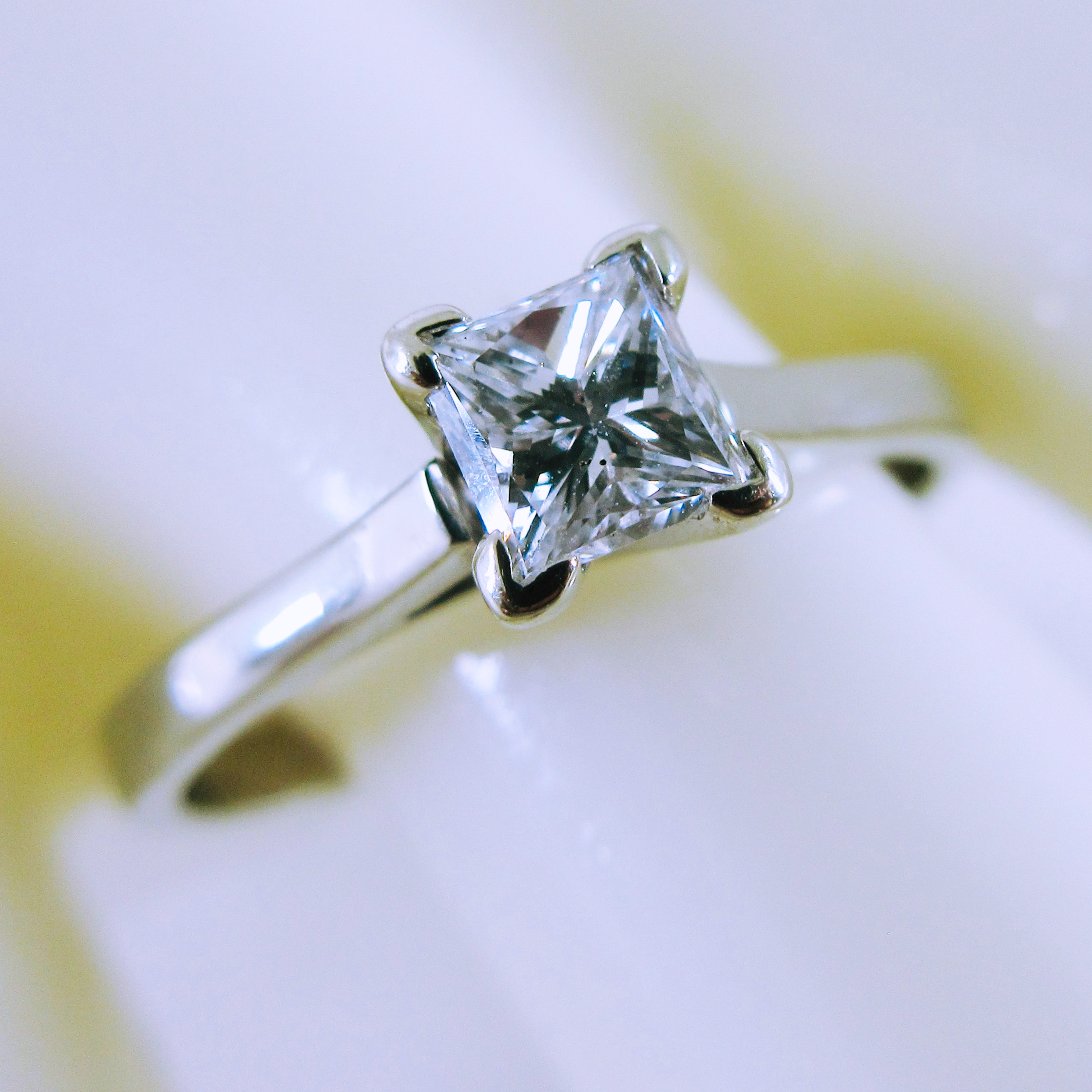 14K White Gold Diamond Solitaire Engagement Ring