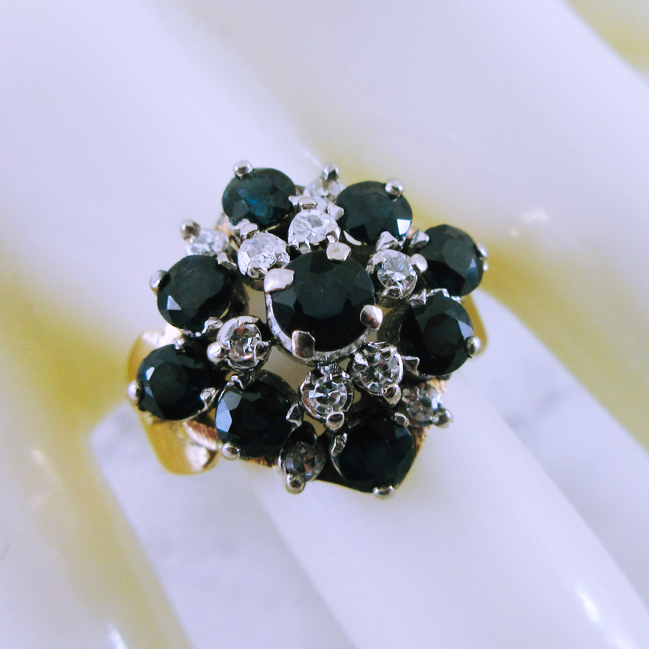 10K Yellow Gold Sapphire and Diamond Ring