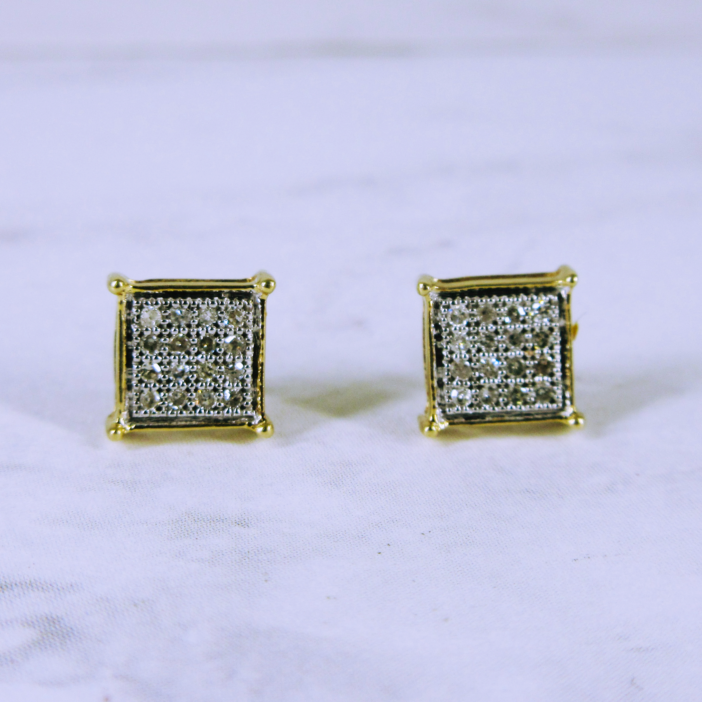 10K Rose Gold Diamond Screw Back Stud Earrings