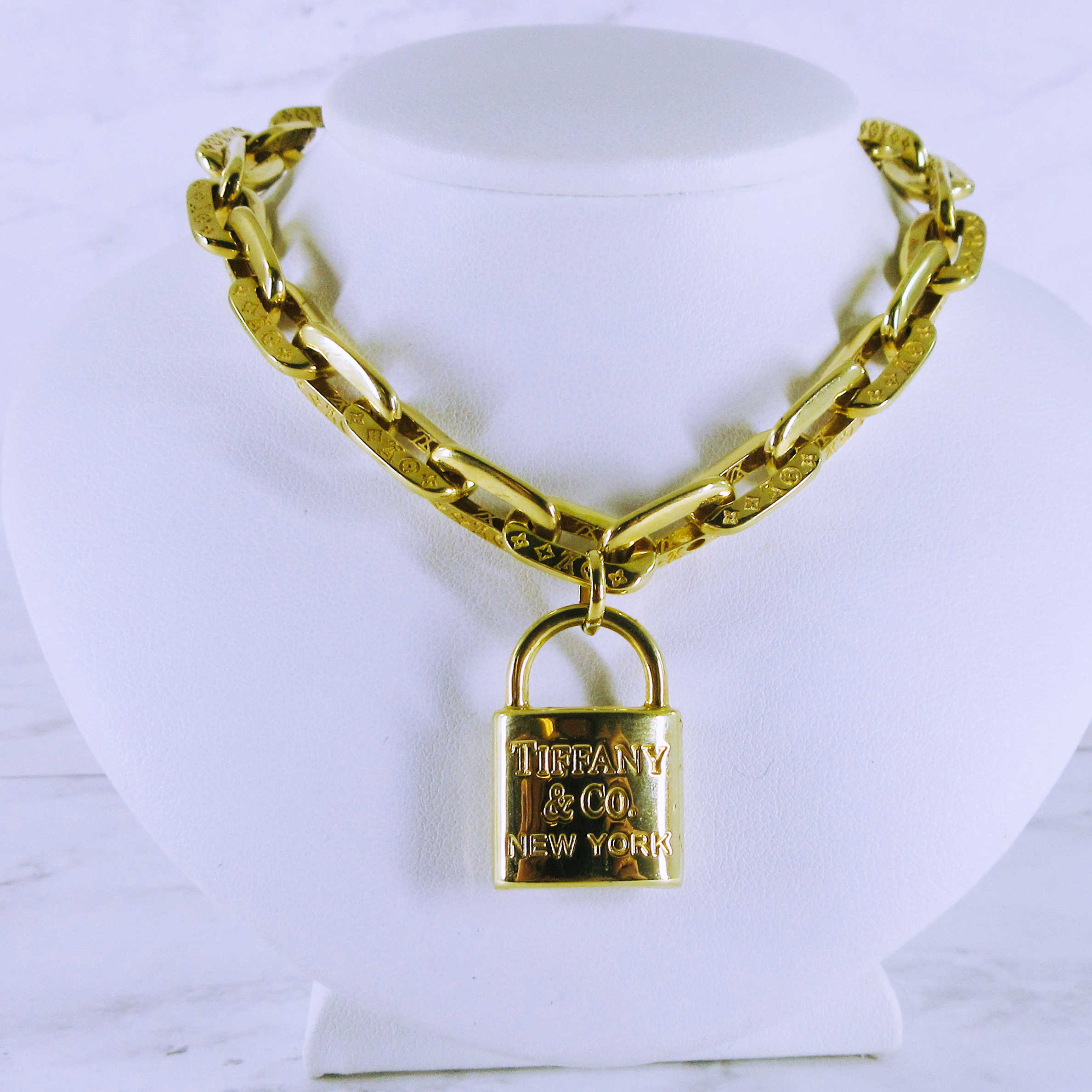 18K Yellow Gold Tiffany and Louis Vuitton Inspired Necklace