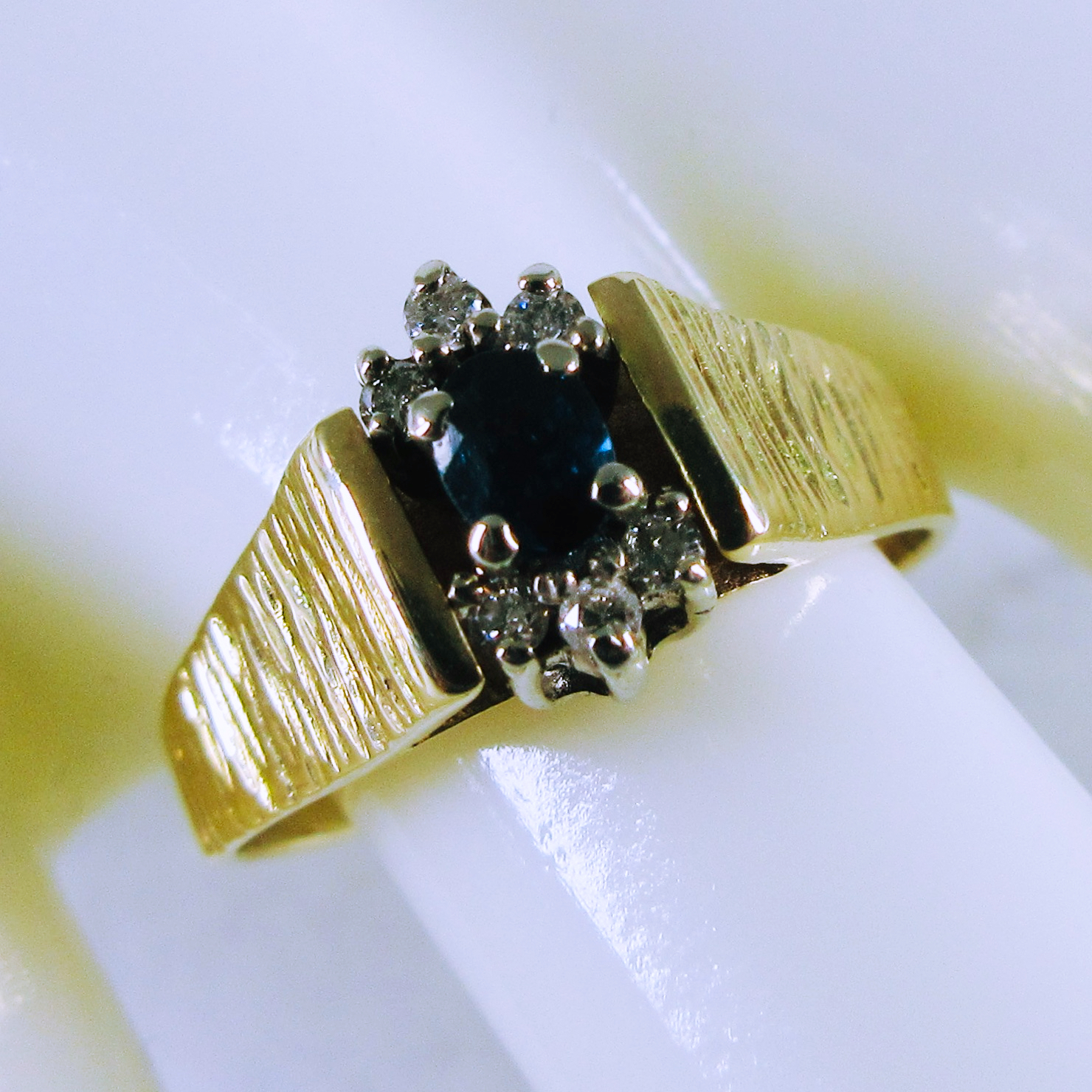 14K Yellow Gold Sapphire and Diamond Ring