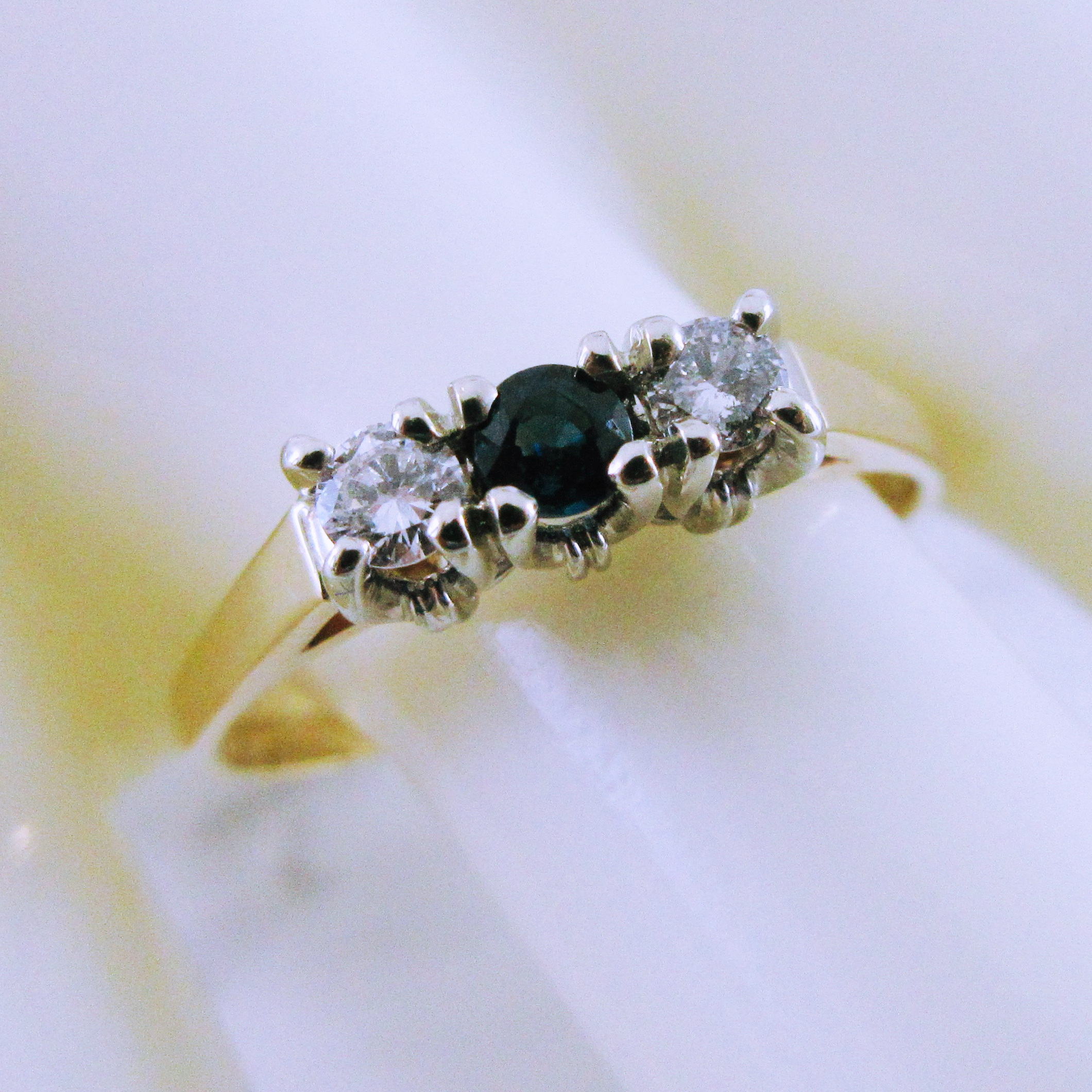 10K Yellow Gold Sapphire and Diamond Ring