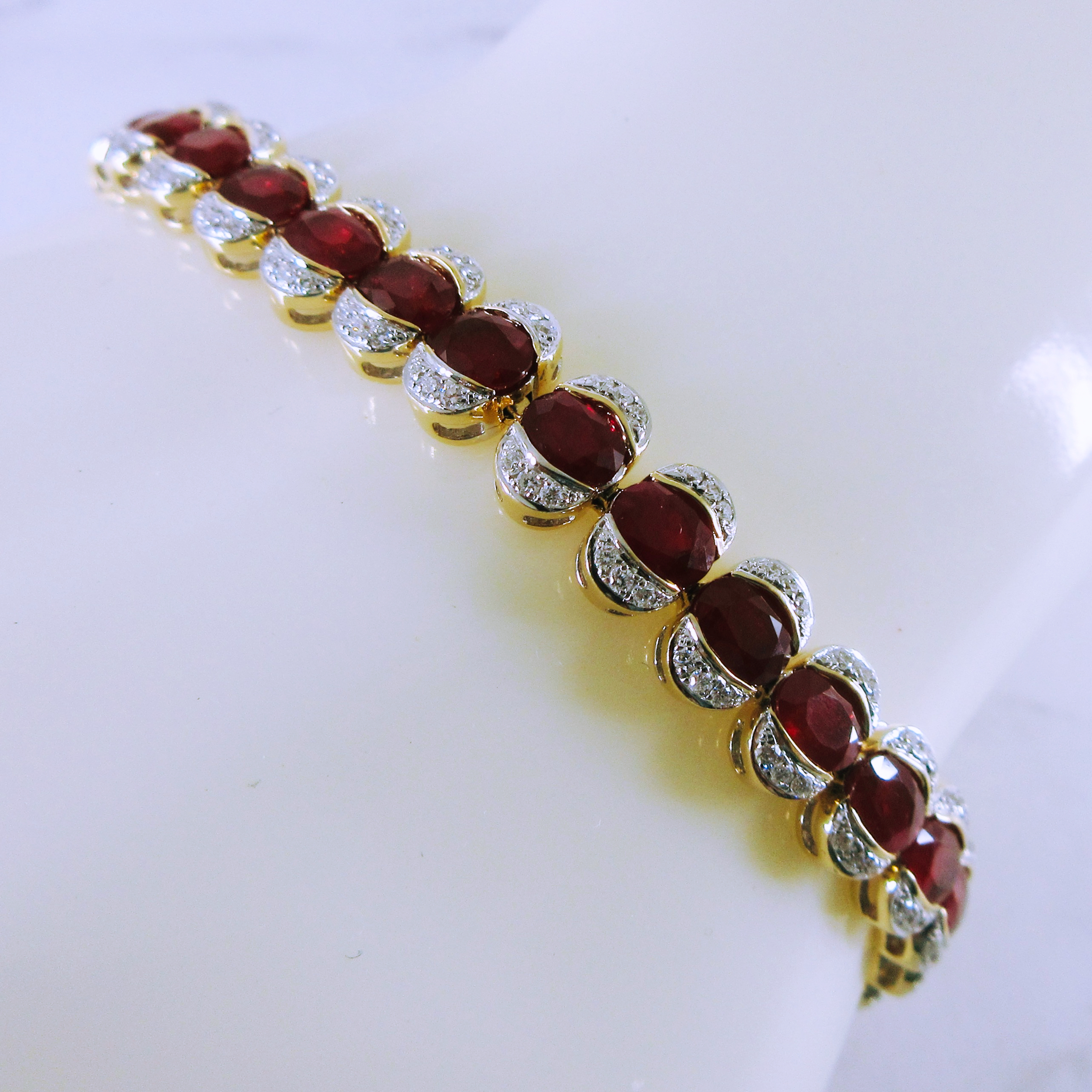 14K Yellow Gold Ruby and Diamond Tennis Bracelet
