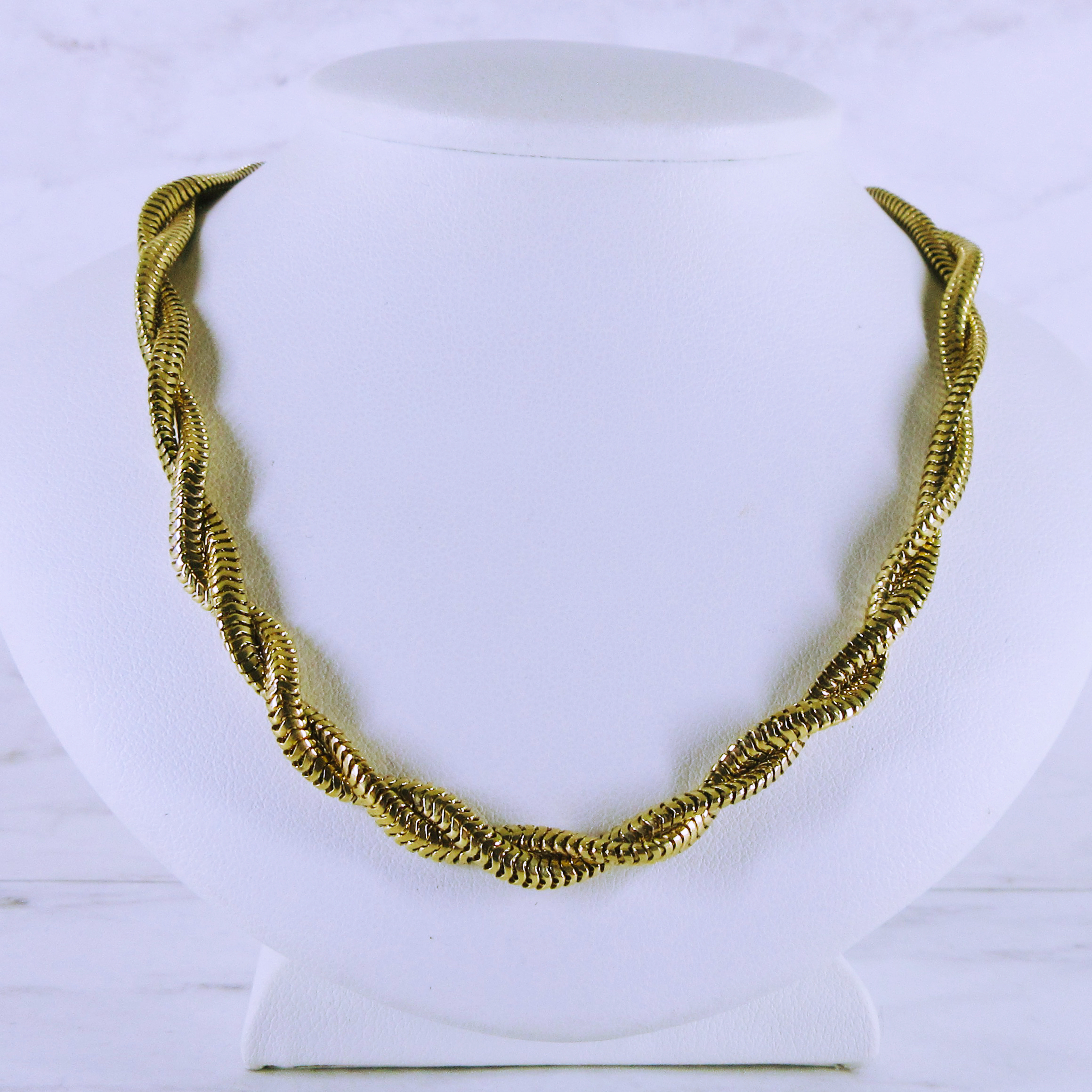 14K Yellow Gold 20" Double Strand Snake Necklace