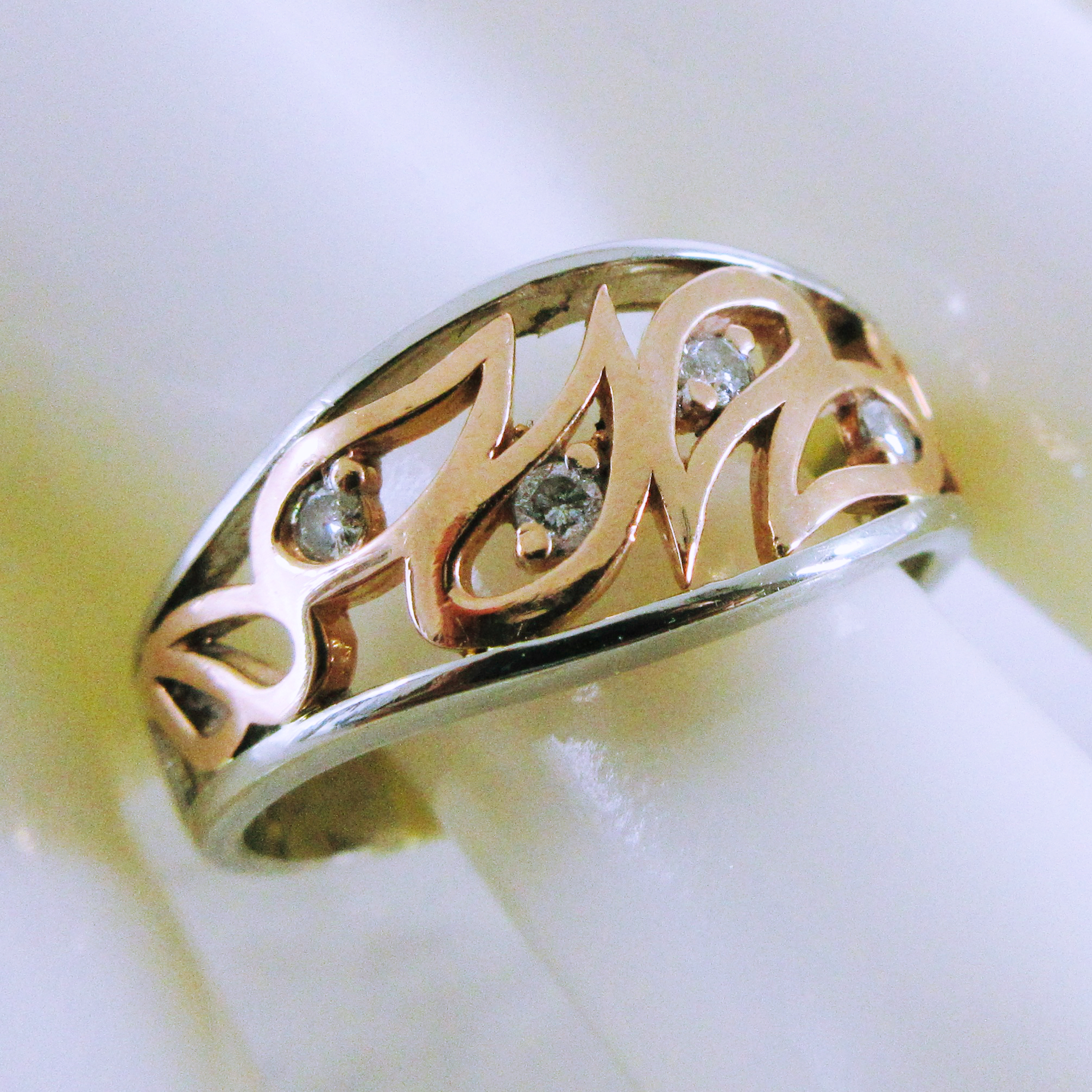 10K White Gold and Rose Gold Diamond Ring