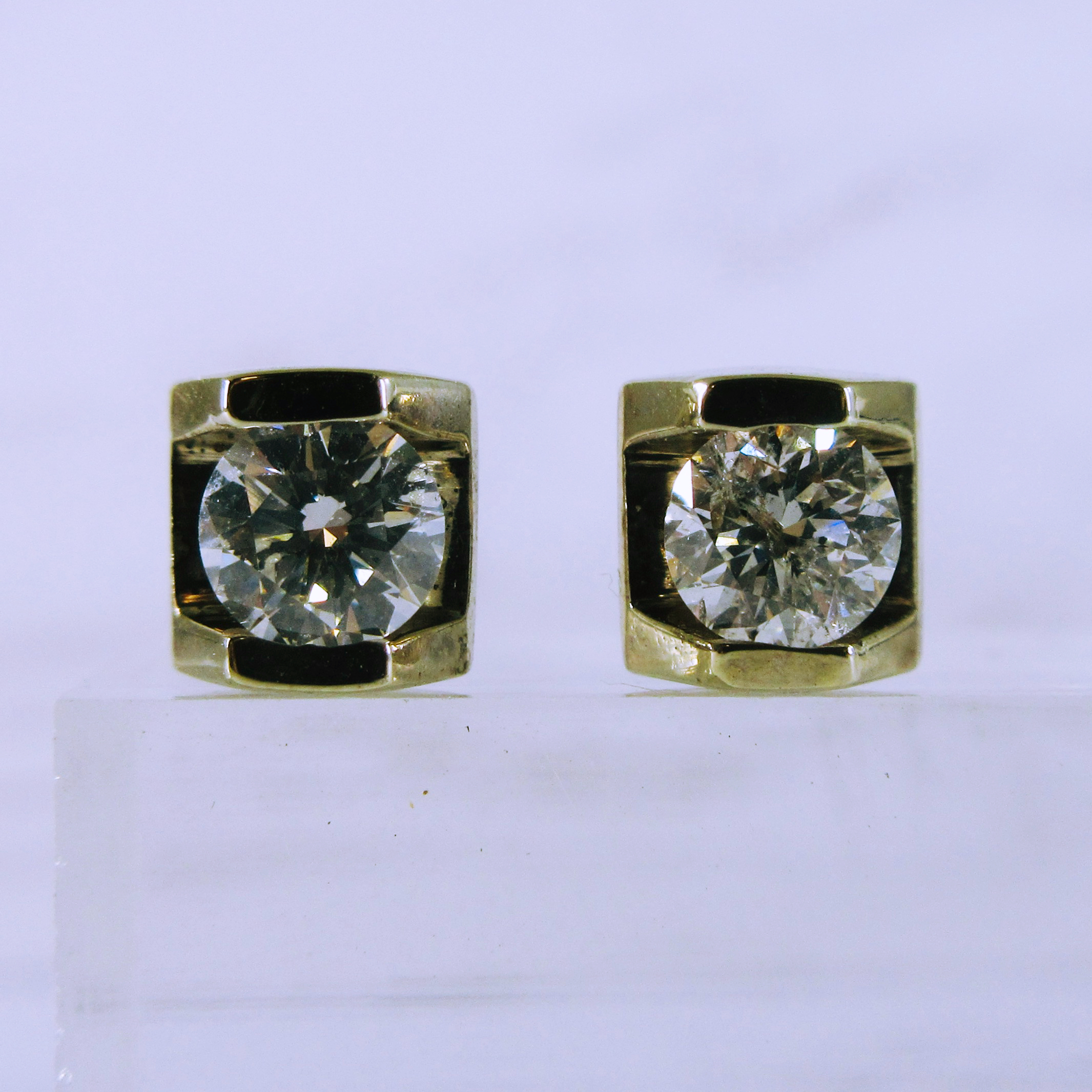 14K Yellow Gold Diamond Stud Earrings