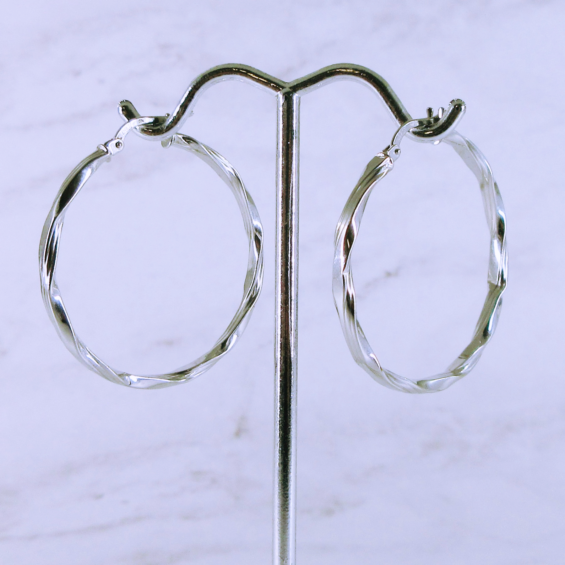 14K White Gold Hoop Earrings
