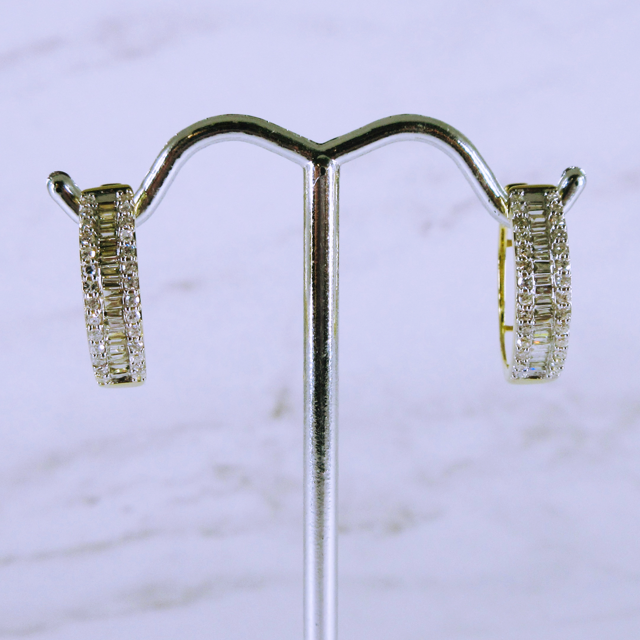 14K Yellow Gold Diamond Hoop Earrings