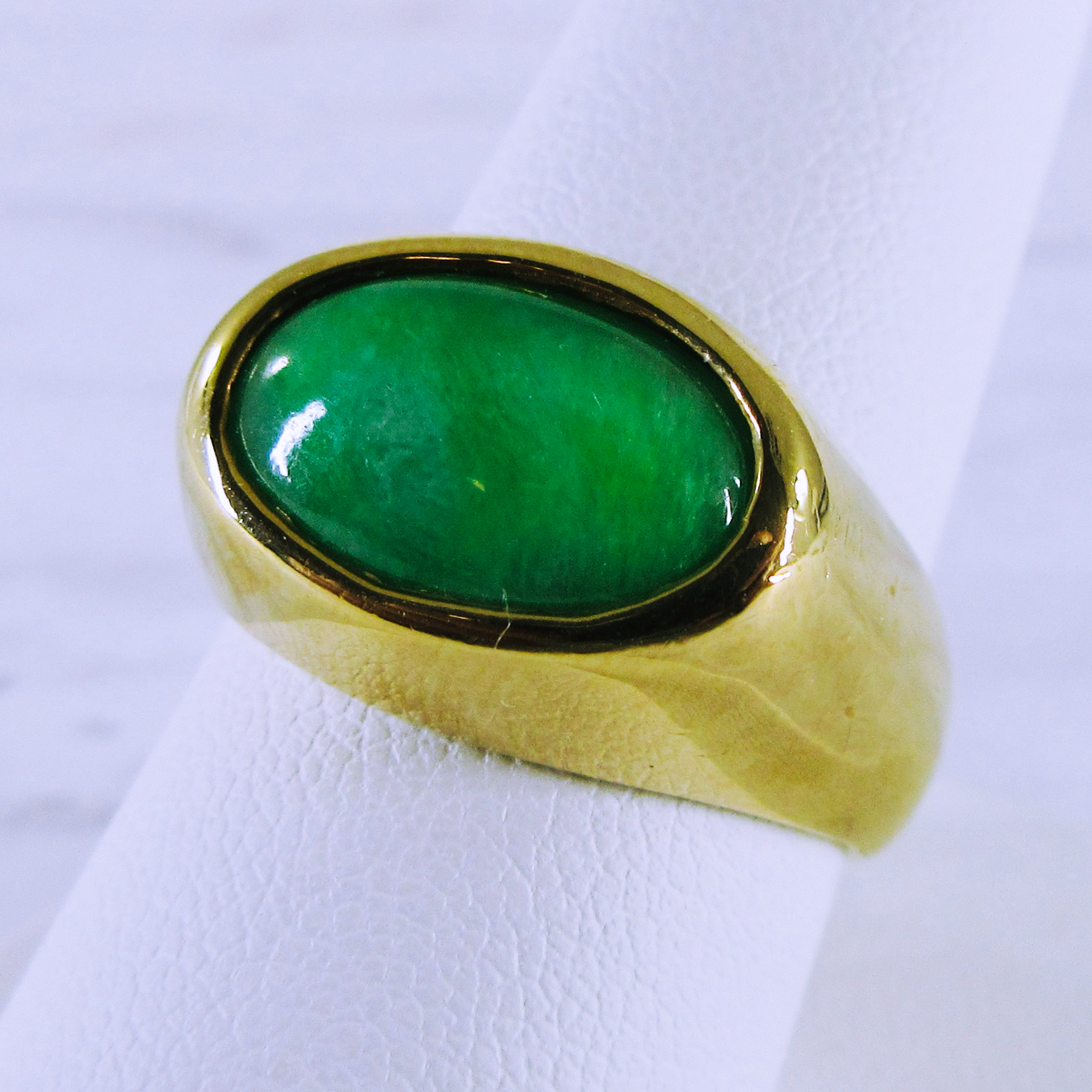 10K Yellow Gold Jadeite Signet Ring