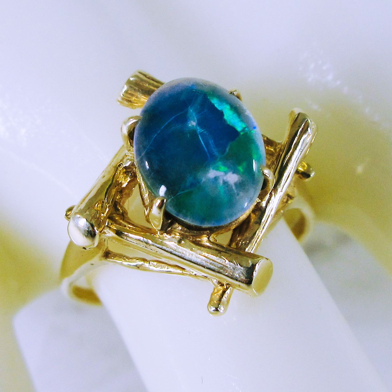 10K Yellow Gold Opal Triplet Ring