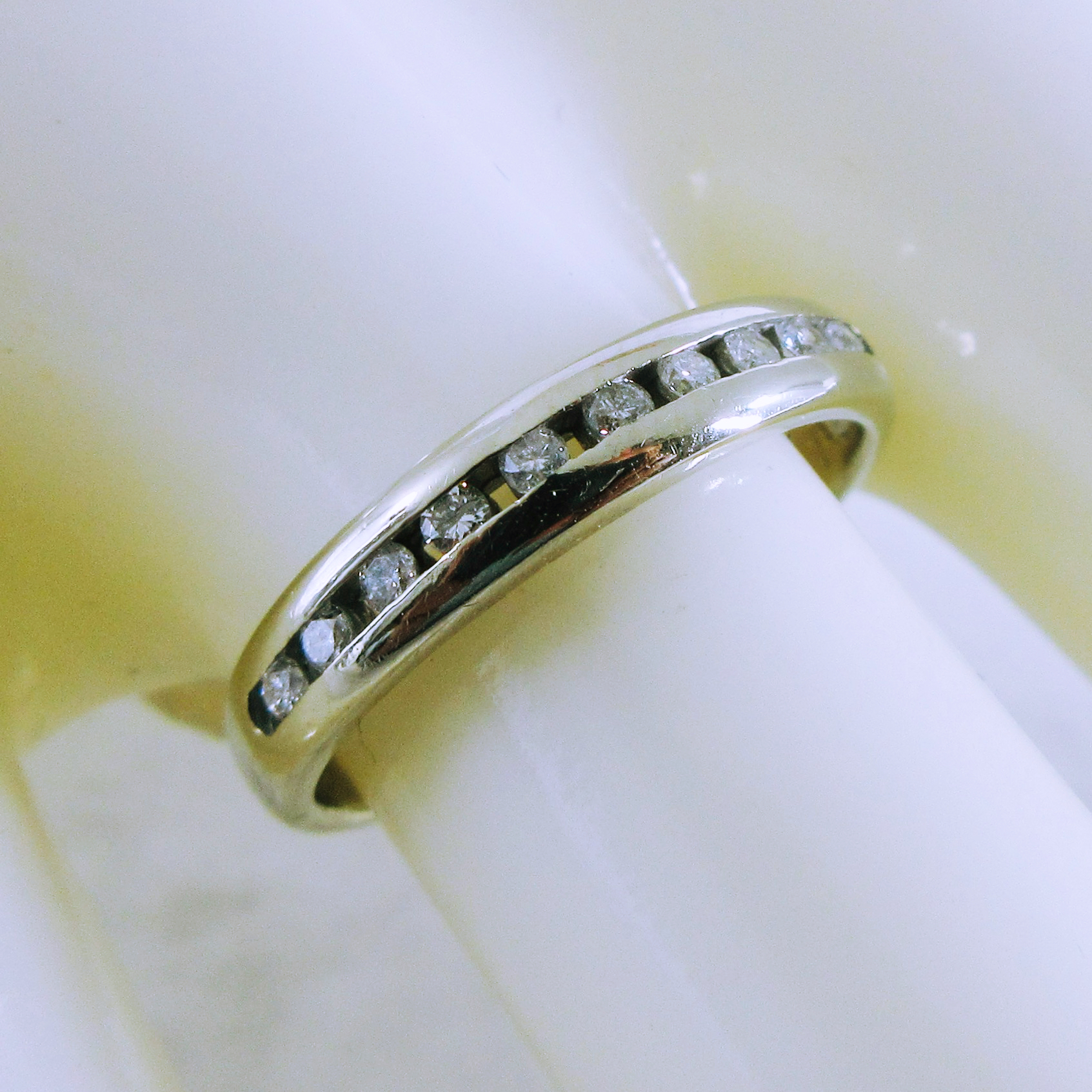14K White Gold Channel Set Diamond Wedding Band