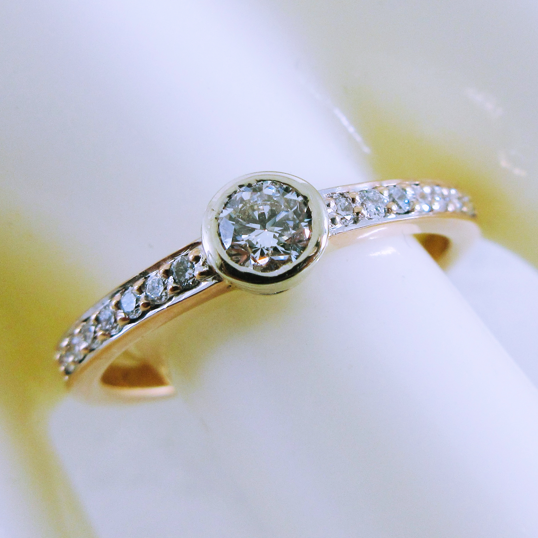 14K Rose Gold Diamond and Cubic Zirconia Ring