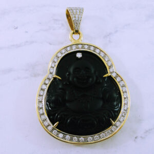 14K Yellow Gold Buddha Pendant with Diamonds
