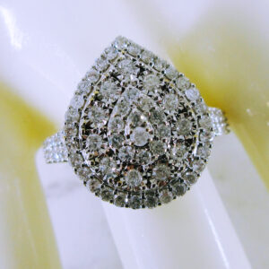 9K Yellow Gold Pear-Shaped Diamond Cluster Engagement Ring