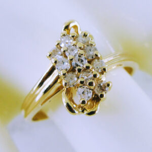 14K Yellow Gold Vintage Diamond Cluster Ring
