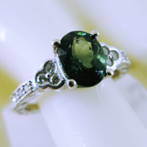 14K White Gold Tourmaline and Diamond Ring
