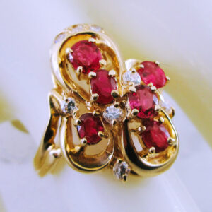14K Yellow Gold Diamond and Ruby Ring