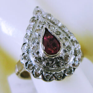 10K White Gold Ruby and Diamond Ring