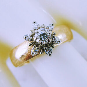 14K Yellow Gold Diamond Flower Ring