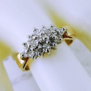 14K Yellow Gold Diamond Cluster Ring
