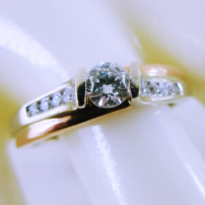 14K White and Rose Gold Diamond Engagement Ring