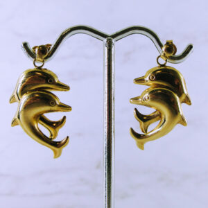 10K Yellow Gold Dolphin Earrings