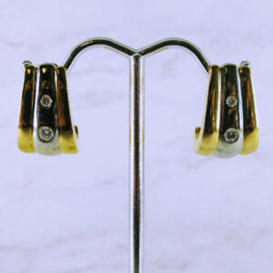 18K Yellow and White Gold Earrings with Diamonds
