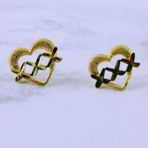 14K Yellow Gold Heart Stud Earrings