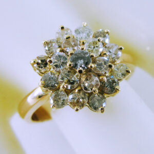 14K Yellow Gold Diamond Flower Cluster Ring