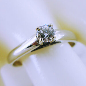 14K White Gold Diamond Solitaire Engagement Ring