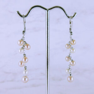14K White Gold Pearl Earrings