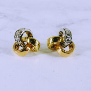14K Tri-Coloured Gold Earrings with Diamonds