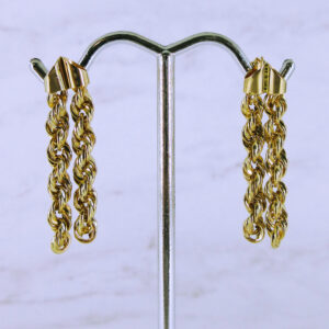 14K Yellow Gold Rope Chain Hanging Earring