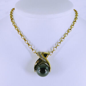 9K Yellow Gold 15" Chain with Alaska Black Diamond Pendant