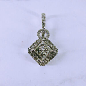 14K White Gold Diamond Pendant