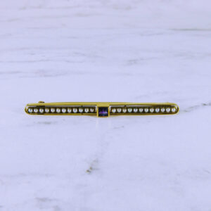 14K Yellow Gold Pin with Pearls and Amethyst