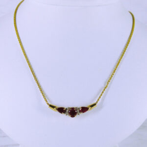 10K Yellow Gold Ruby and Diamond Necklace