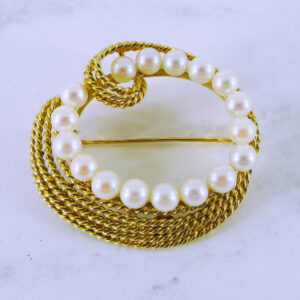 14K Yellow Gold Pearl Pin