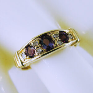 9K Yellow Gold Amethyst and Diamond Ring