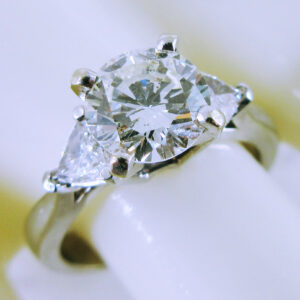 14K White Gold Three Stone Diamond Engagement Ring