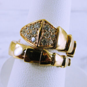 18K Rose Gold Bulgari Serpentin Viper Ring with Diamonds