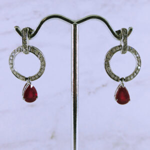 14K White Gold Ruby and Diamond Earrings