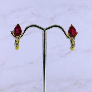 14K Yellow Gold Synthetic Ruby Earrings