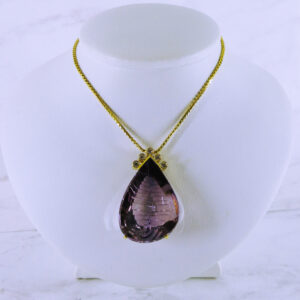18K Yellow Gold Synthetic Amethyst Necklace