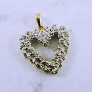 10K Yellow Gold Heart Pendant with Diamonds